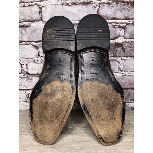 Boss Hugo Boss Brown Leather Square Toe Dress Loafers Shoes Men’s Sz 11M US/44EU - Picture 12 of 16